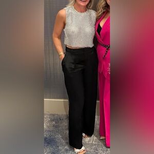 Silver Rhinestone Open Back crop top